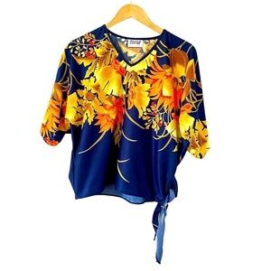 Vintage Hawaiian Shirt Floral Print Short Sleeve Resort Wear Tropical Beach